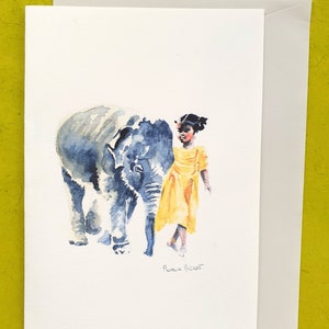 Carte petite indienne et son éléphant