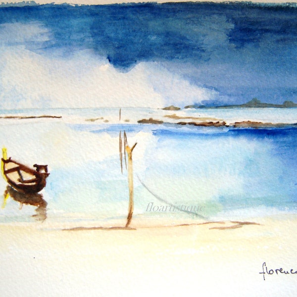 Aquarelle marine à encadrer