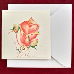 Carte aquarelle boutons de roses