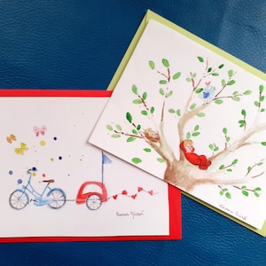 Cartes simples aquarelles enfants