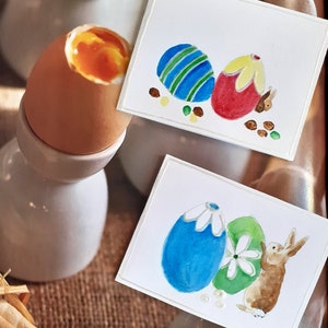 Cartes déco Pâques œufs aquarelle