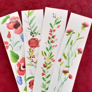 Set mit roten Blumen-Lesezeichen