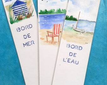 Lot 3 marque pages aquarelle thème de la mer