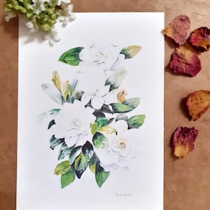 Carte simple fleurs gardénia