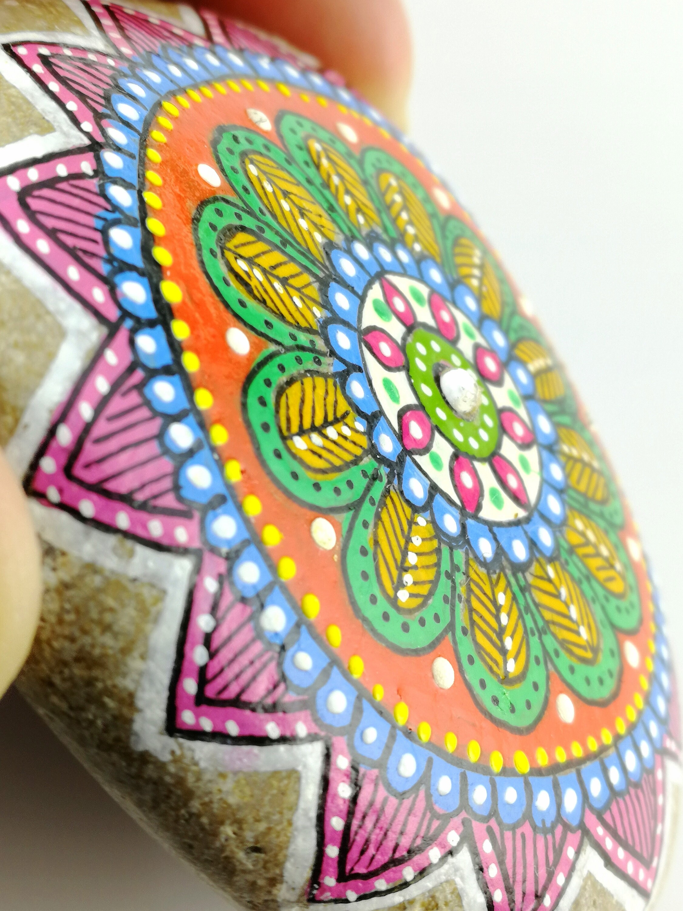 Paperweight Stone Mandala with rhinestone Hand Painting Etsy