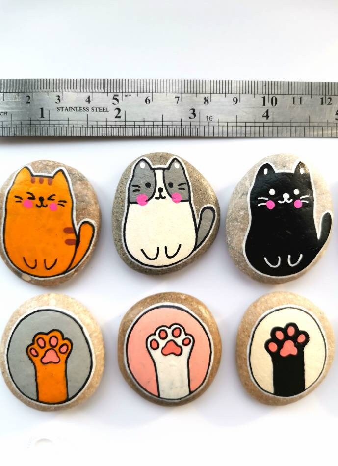 Tic tac toe game with cats and сat paws Hand painted sea Etsy