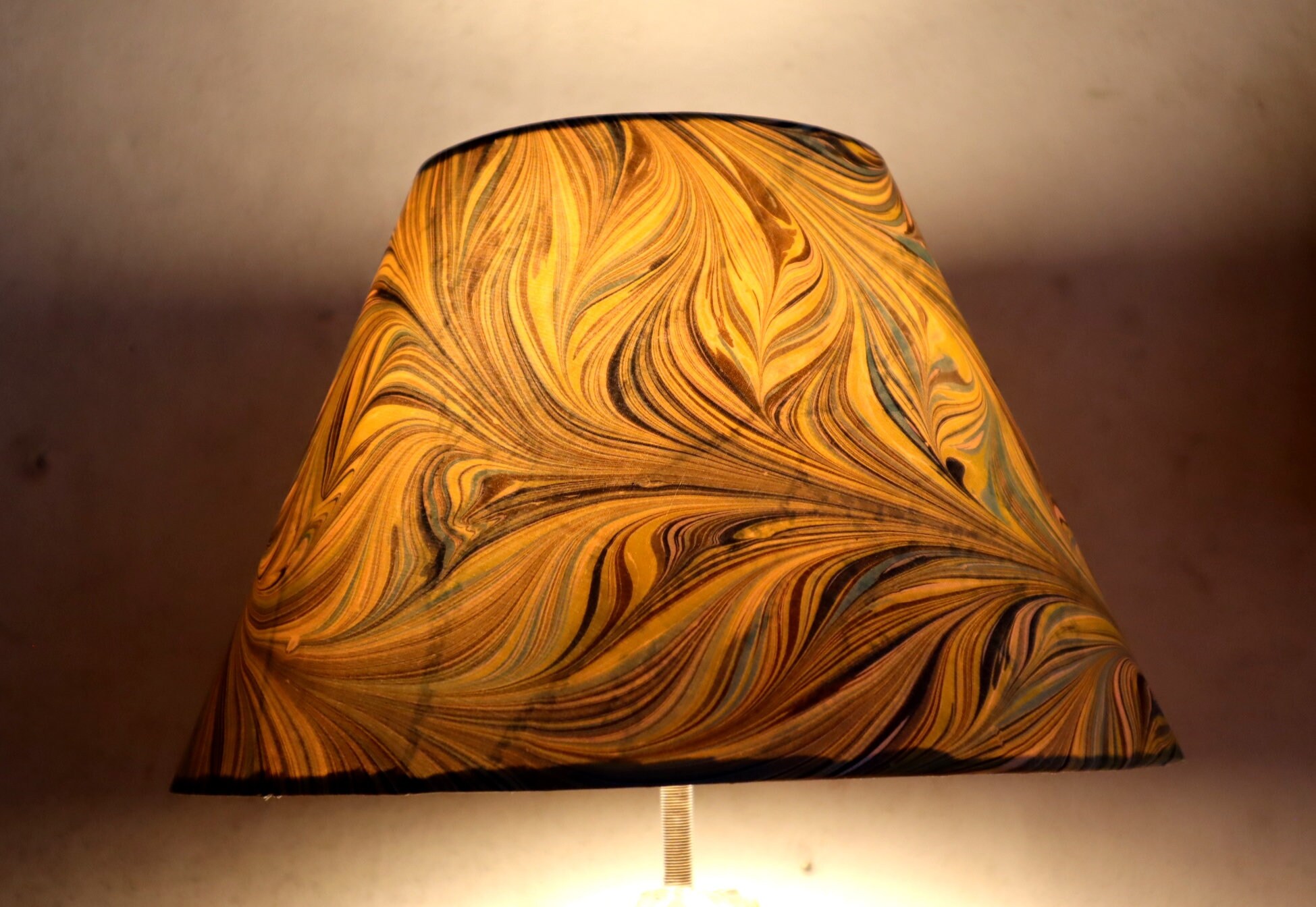 Unique Wood Table Lamp Lampshade covered with hand made | Etsy