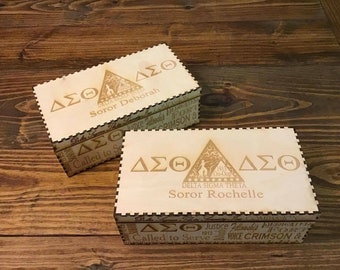 Personalize Your Sorority/Fraternity Box     Wooden Engraved 11"x6"x4" Keepsake Box Delta