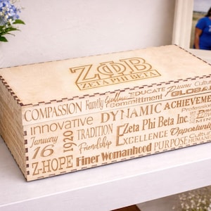 Zeta Phi Beta Keepsake Box | Engraved Wooden Sorority Gift