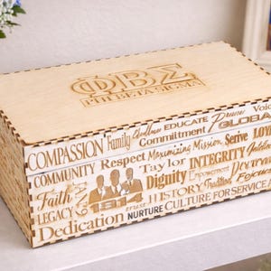 Phi Beta Sigma Keepsake Box | Custom Engraved Sorority Fraternity Gift | Greek Life Wooden Memory Box