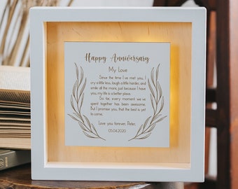 Anniversary lamp night light with your congratulations engraved text
