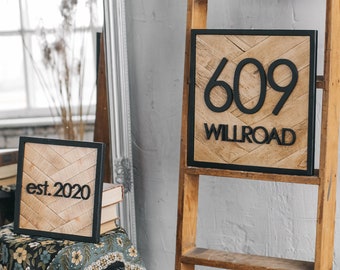 Custom House Number Sign: Square Outdoor Address Plaque