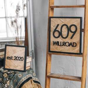 Established sign for houseo utdoor, square house number sign, horizontal house number plaque