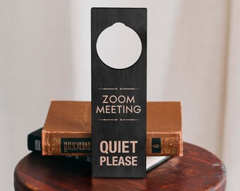 Letrero de puerta "No molestar": Señal de reunión silenciosa de Zoom