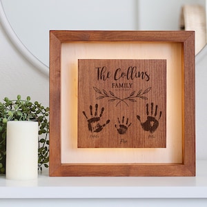Family handprint night light, handprint gift,  wooden lamp, best friend gift, personalized lamp