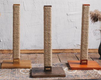 Handmade Wooden Cat Scratcher: Sisal Rope, Personalized Cat Tower