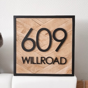 Square house address sign, horizontal or vertical shapes with street or family name