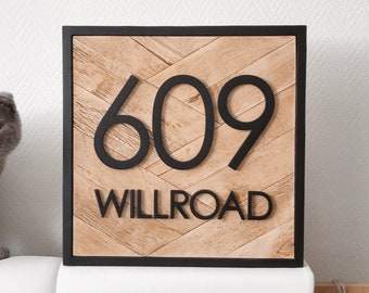 Square house address sign, horizontal or vertical shapes with street or family name