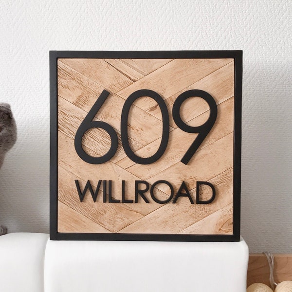 Square house address sign, horizontal or vertical shapes with street or family name