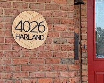 Handmade Wood House Number Sign, Personalized Address Plaque