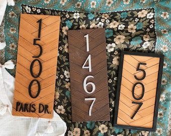 Custom Wood House Number Sign: Vertical Address Plaque