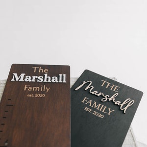 Messlatte für Familien, Messlatte mit Familiennamen, personalisierbare Messlatte für die Messlatte