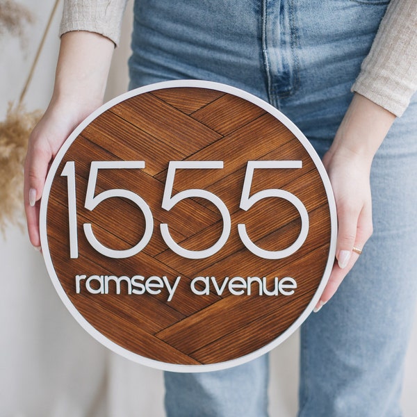 Framed Round Sign, House Number Plaques, House number sign - 10, 12, 16, 18, 20 inches