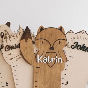 Wooden Animal Height Chart: Kids Growth Chart Ruler