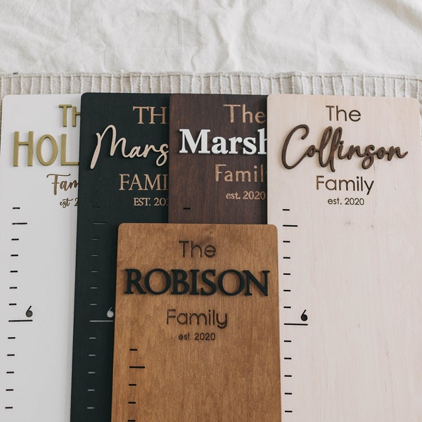 Family name growth chart, height chart ruler, growth chart with surname , wood height chart personalized nursery decor