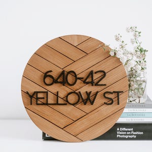 Modernes Holz Adressschild: 3D-Nummernschild