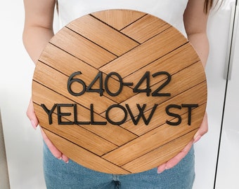 Handmade Wooden House Number Sign: 3D Address Plaque