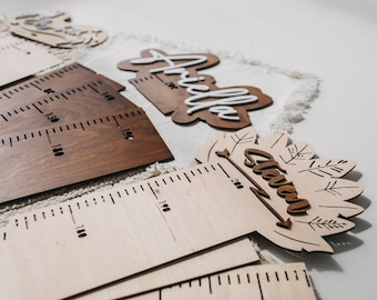 Tabla de crecimiento de madera 3D: decoración de guardería de montaña, regalo para niños pequeños