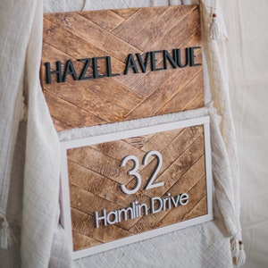 Custom house number, house numbers horizontal address sign  wooden, house number sign street address sign with black framing and street name