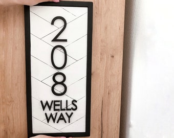 Modernes gerahmtes Hausnummer-Schild: 3D Adressschild