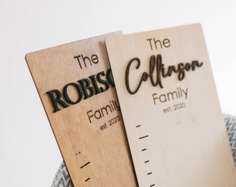 Tabla de crecimiento de madera personalizada: Rastreador de altura familiar en 3D