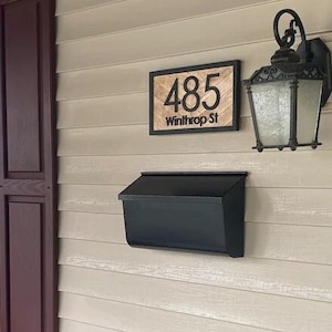 Sign for wall mount mailbox, front porch house number sign, house warming gift, house number plaque