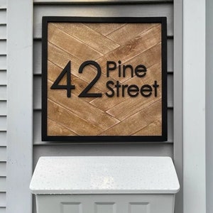 Custom herringbone address sign, house marker with different shapes
