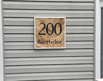 "Benutzerdefiniertes Hausnummer-Schild, Holz & Acrylschild, Einweihungsgeschenk."