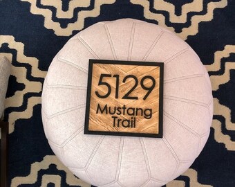 Custom House Number Sign, Wood Herringbone Plaque
