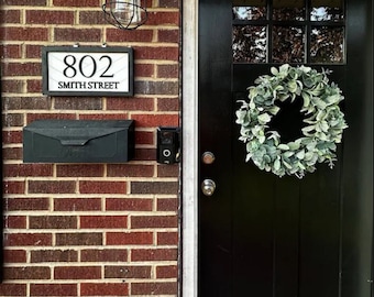 Letrero de dirección de madera personalizado: placa horizontal con número de casa