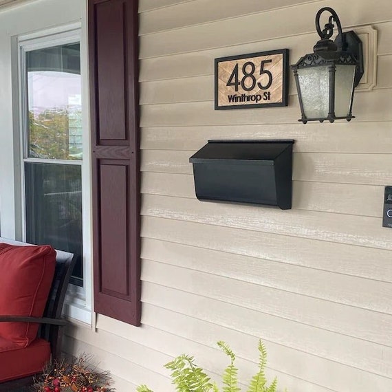 Custom House Number Sign: Wooden Front Porch Address Plaque