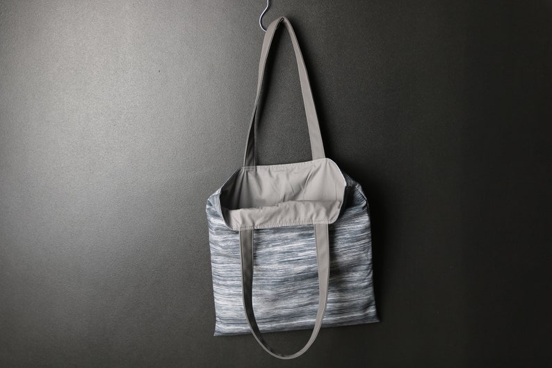 Grey tote bag jakard with leather handles -weekend bag beach bag eco bag for mom different colors Gift for her with print