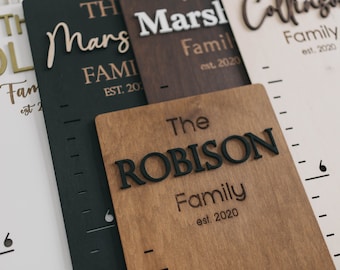 Tabla de crecimiento de madera personalizada: Rastreador de altura infantil 3D, recuerdo familiar