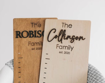 Tabla de crecimiento familiar de madera personalizada: Decoración 3D para habitación infantil
