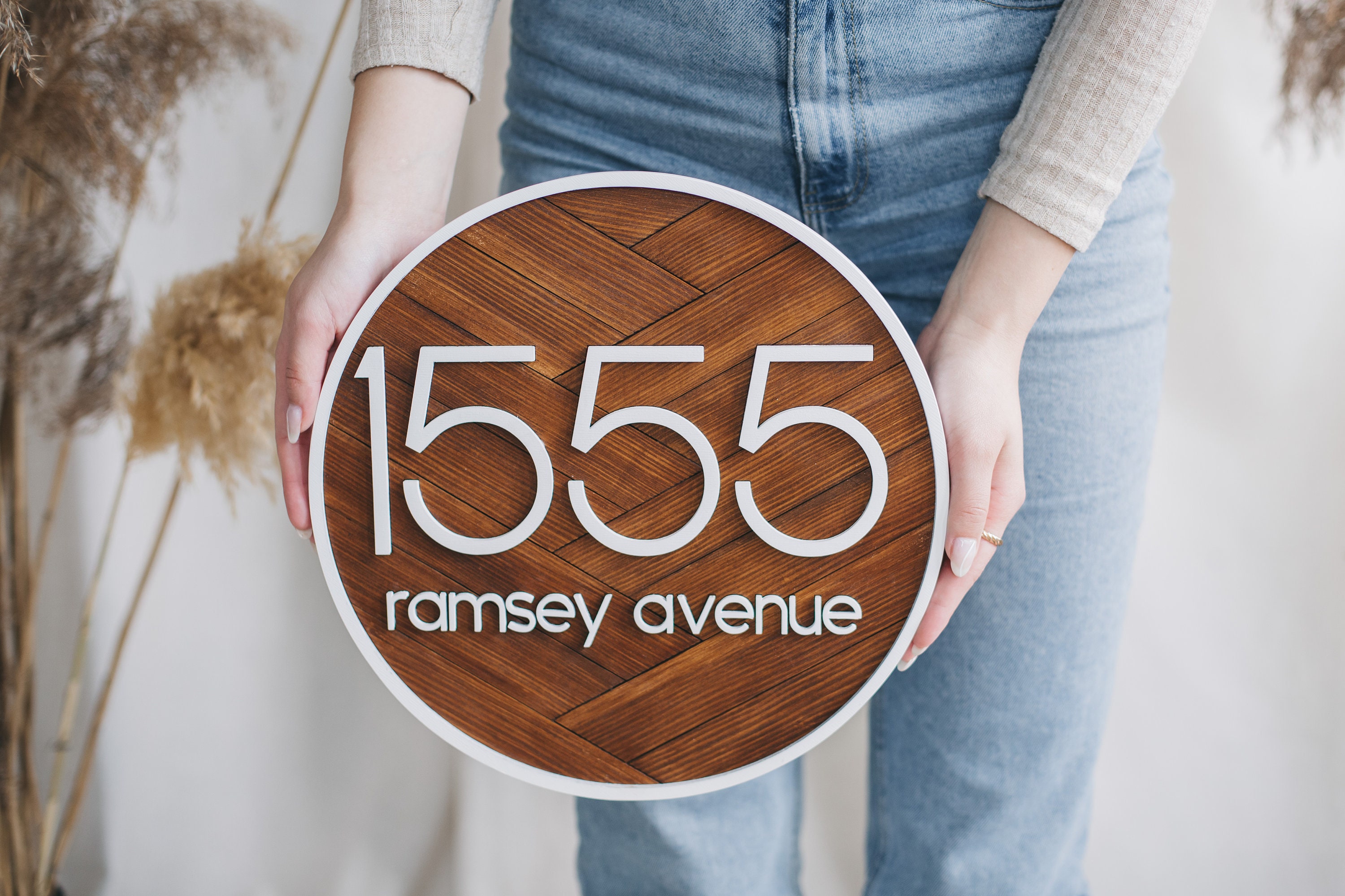 Panneau Rond Encadré, Plaques de Numéro Maison, Panneau Maison - 10, 12, 16, 18, 20 Pouces