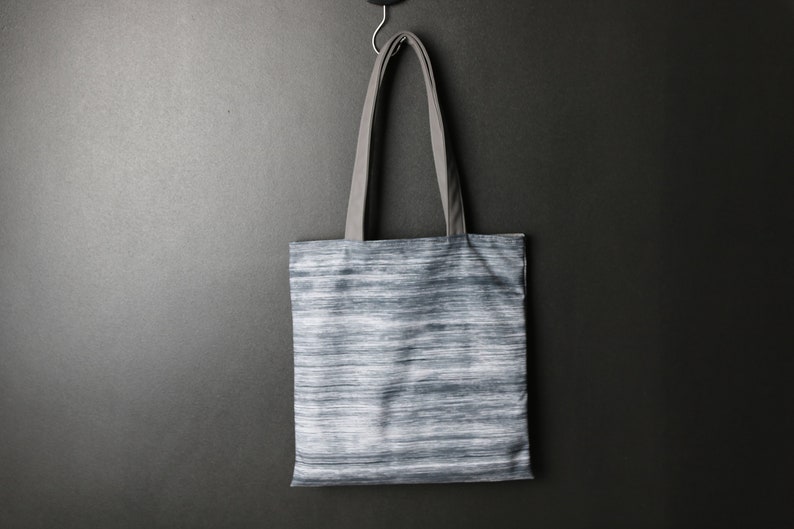 Grey tote bag jakard with leather handles -weekend bag beach bag eco bag for mom different colors Gift for her with print
