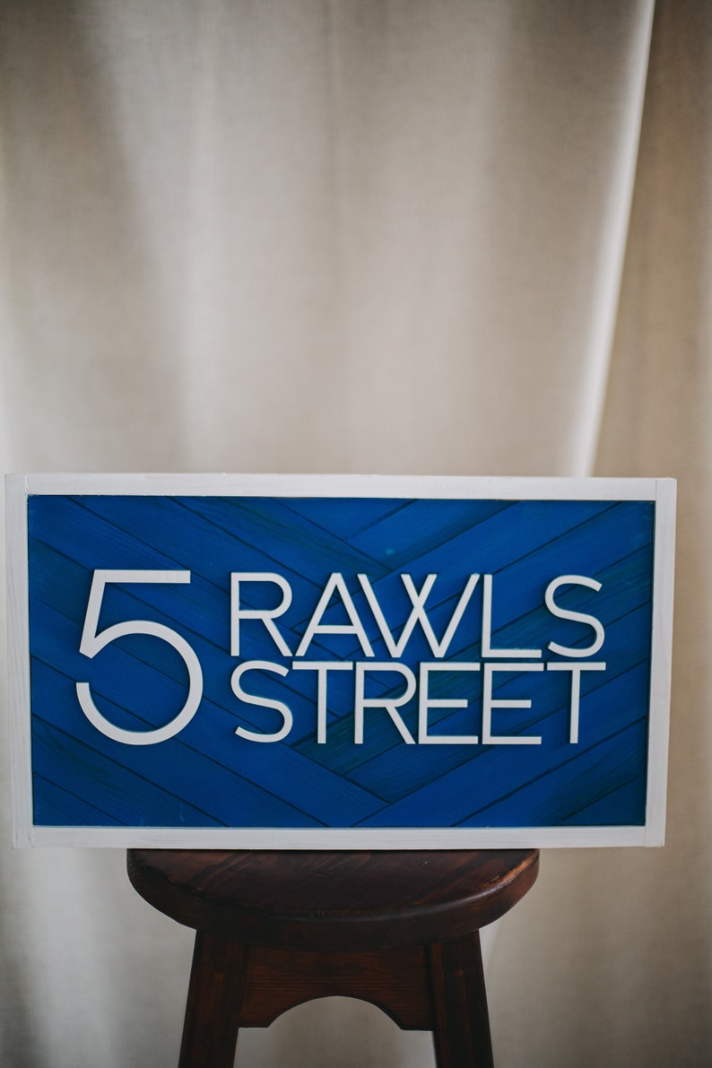 Blue Address Signnumber Plaque Modern Address Numbers 10 Etsy