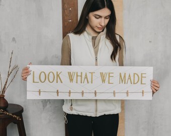 Letrero 3D "Mira lo que hice": Decoración de pared de madera para habitación infantil