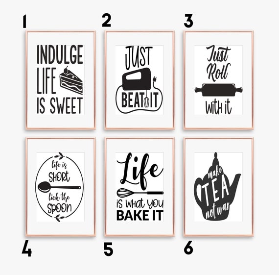 Set of 4 Funny Kitchen Sayings Prints PRINTABLE ART Black 