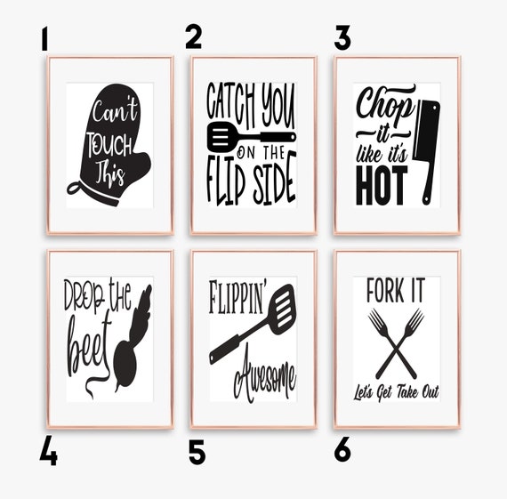 Set of 4 Funny Kitchen Sayings Prints PRINTABLE ART Black 